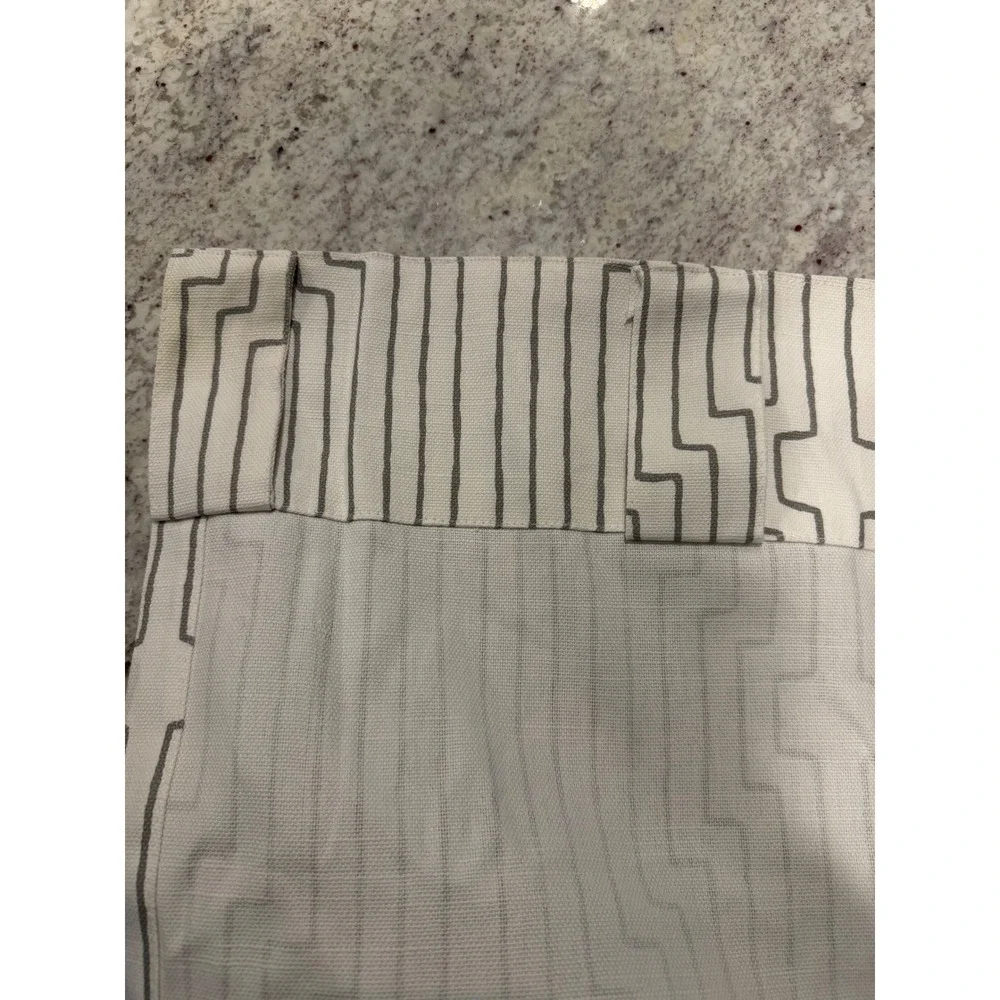 West Elm Cotton Geometric Maze Curtain Panels Grey White 50x76 Set of 4